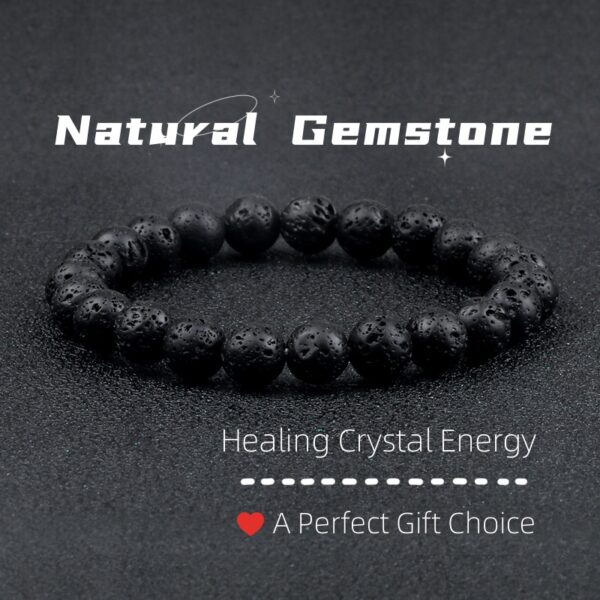 Natural Volcanic Stone Beads Bracelets Black Lava Men Women Bracelet Aromatherapy Essential Oil Diffuser Bangle - Image 10