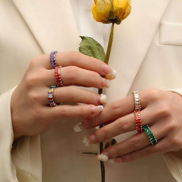 Fashion Diamond-studded Ring Jewelry Light Luxury Minority Colorful Crystals Rings - Image 8