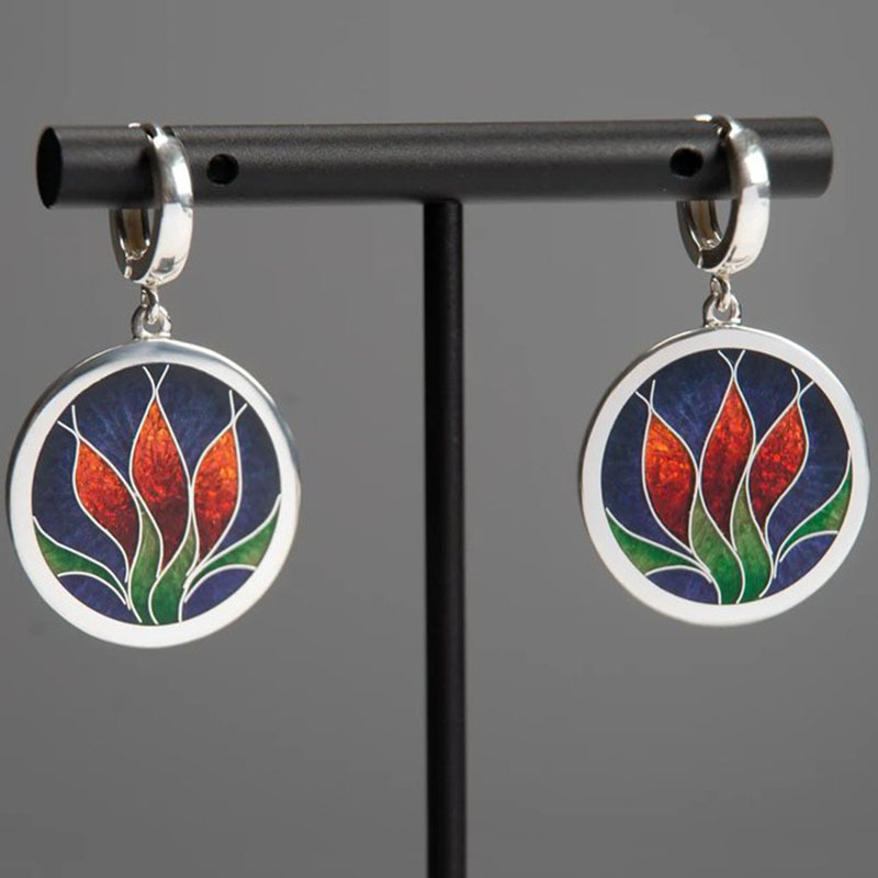 Geometric Personalized Stylish Round Enamel Earrings - Image 5