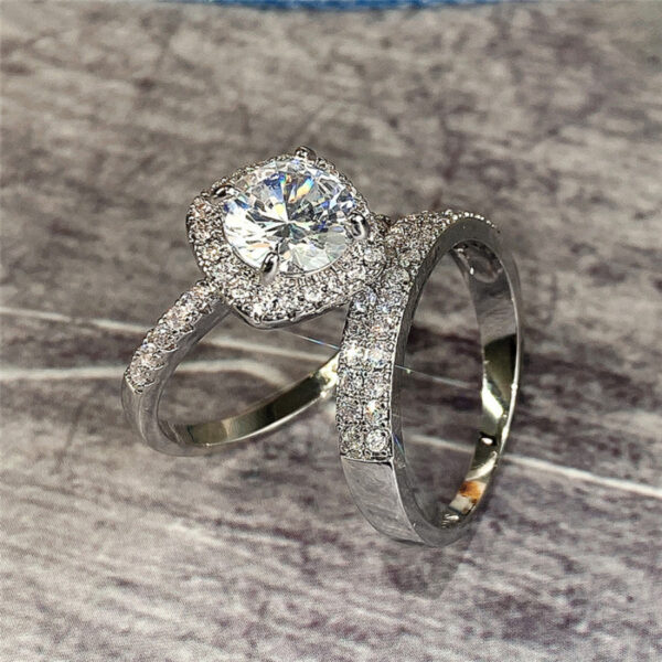 Micro Inlaid Zircon Ring Set Women's Fashion - Image 5