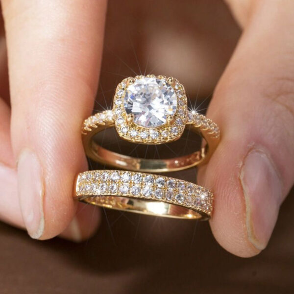 Micro Inlaid Zircon Ring Set Women's Fashion - Image 6