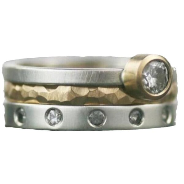 Creative High Sense Fashion Geometry Pattern Two-color Personality Trendy Ring - Image 4