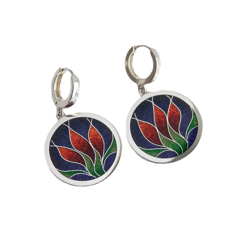 Geometric Personalized Stylish Round Enamel Earrings - Image 4