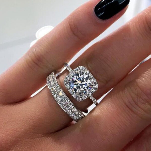 Micro Inlaid Zircon Ring Set Women's Fashion - Image 4