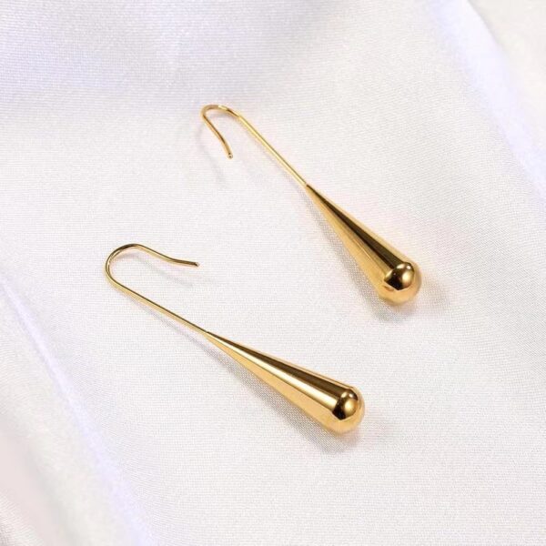 New French Retro Gold Temperament Water Drop Ear Hanging Earrings - Image 4