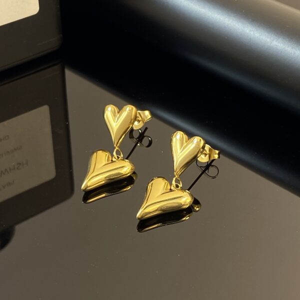 Simple All-match Double Layers Loving Heart Earrings - Image 6
