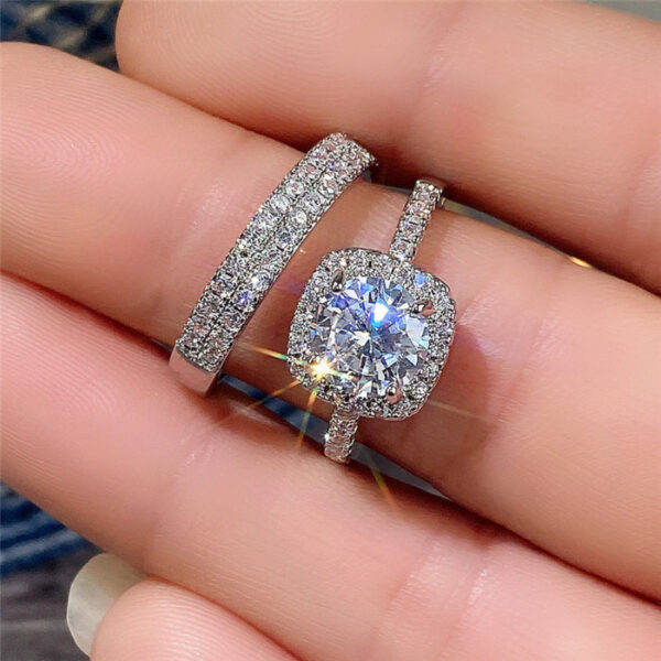 Micro Inlaid Zircon Ring Set Women's Fashion - Image 2
