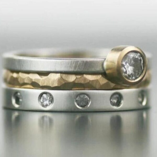 Creative High Sense Fashion Geometry Pattern Two-color Personality Trendy Ring