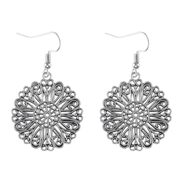 Bohemian Vintage Hollow Circle Flower Earrings - Image 4