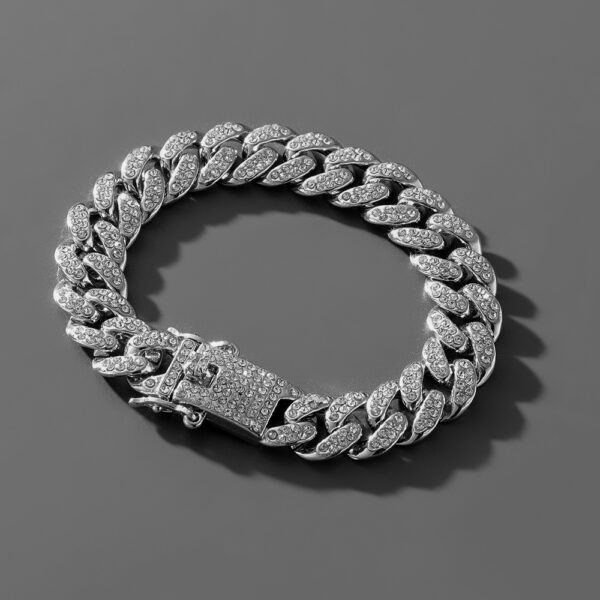 Hip Hop Trend Full Diamond Cuban Link Chain Men's Bracelet - Image 5