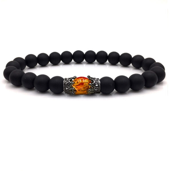 Obsidian Tigereye White-barked Pine Vintage Alloy Crown Bracelet European And American Men And Women Beaded Bracelet - Image 10