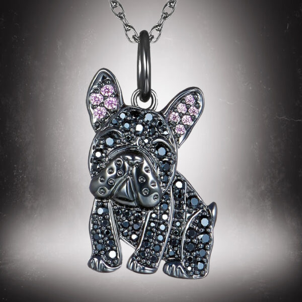 Black France Dog-shaped Pendant Necklace - Image 4