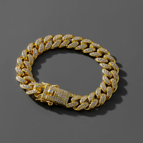 Hip Hop Trend Full Diamond Cuban Link Chain Men's Bracelet - Image 3