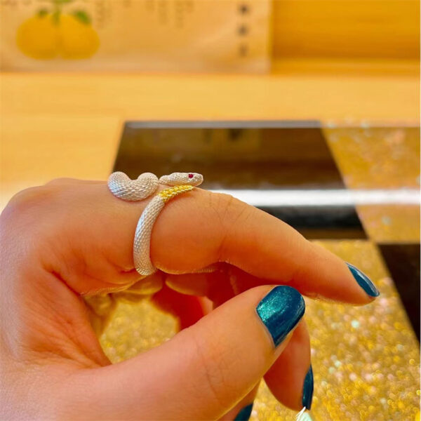 Fashion Jewelry Adjustable Snake Ring For Men Women Fashion Exquisite Punk Black White Rattlesnake Couple Ring Gothic Luxury Jewelry Gift - Image 8