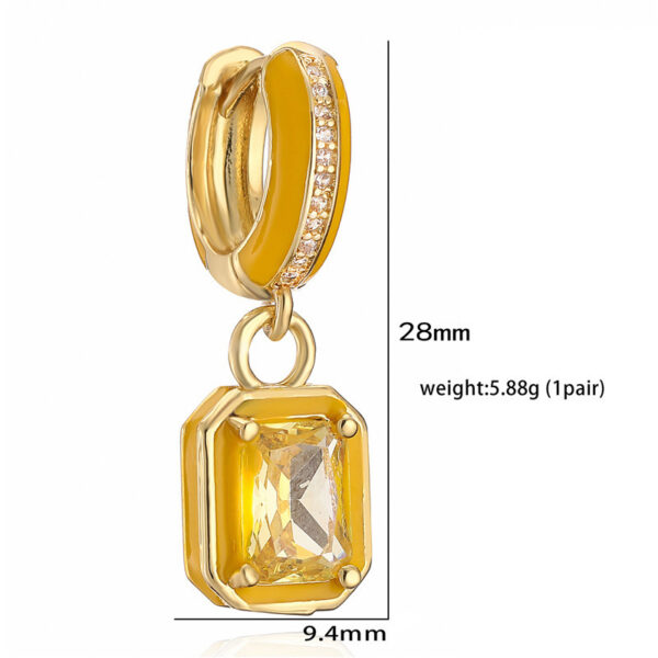 Sweet Colorful Drop Oil Copper Inlaid Color Diamond Cube Sugar Earrings - Image 8