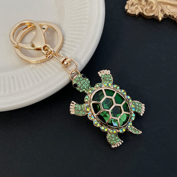 Color Diamond Metal Cute Turtle Car Key Ring - Image 5