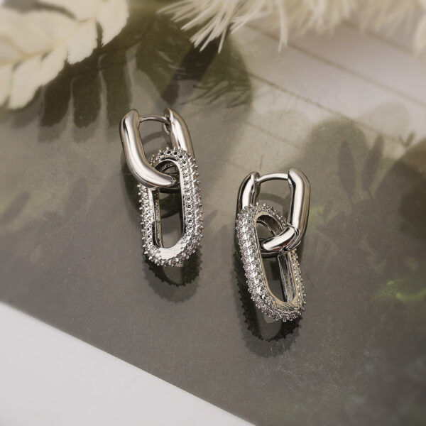 Fashion Personality Copper Gold Plated Zircon Geometric Earrings - Image 4