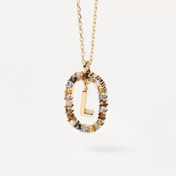 Colored Rhinestone Necklace 26 Alphabet Necklace 18K Fashion Jewelry - Image 7
