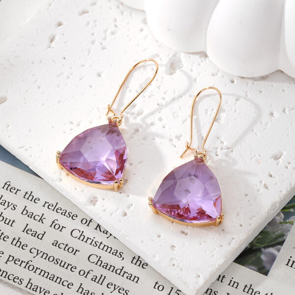 European And American Multi-cut Hexagonal Crystal Glass Earrings Irregular Pendants Ear Ring - Image 2