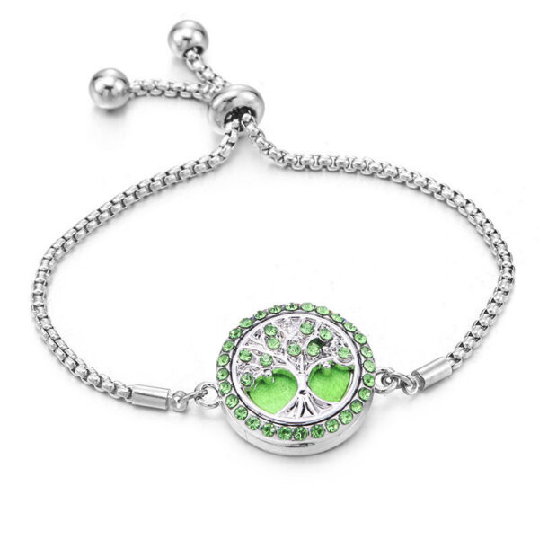 Color Rhinester Tree Of Life Bracelet Stainless Steel Essential Oil Diffuser Case - Image 9