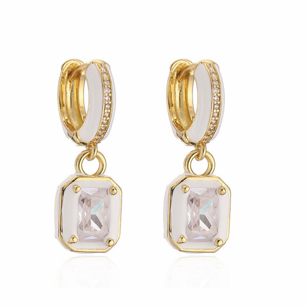 Sweet Colorful Drop Oil Copper Inlaid Color Diamond Cube Sugar Earrings - Image 6