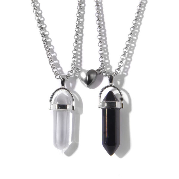 Fashion Jewelry Love Magnetic Buckle Natural Hexagon Pillar Rough Stone Pendant Necklace Women - Image 6