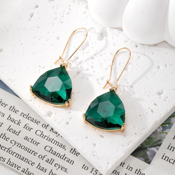 European And American Multi-cut Hexagonal Crystal Glass Earrings Irregular Pendants Ear Ring - Image 3