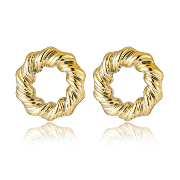Women's Exaggerated Twisted Twist Circle Personality Gold-plated Hollow Stud Earrings - Image 2