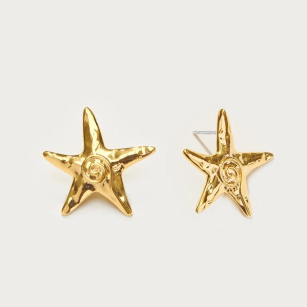 Brass Plated 18K Gold Color Retaining Starfish Necklace Ring Earrings - Image 7