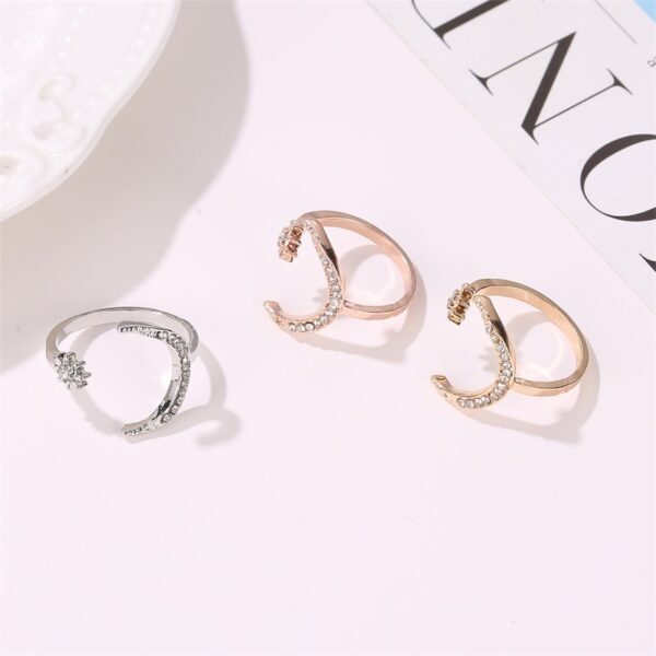 Moon And Star Opening Rings Fashion Rhinestones Personalized Jewelry For Women - Image 8