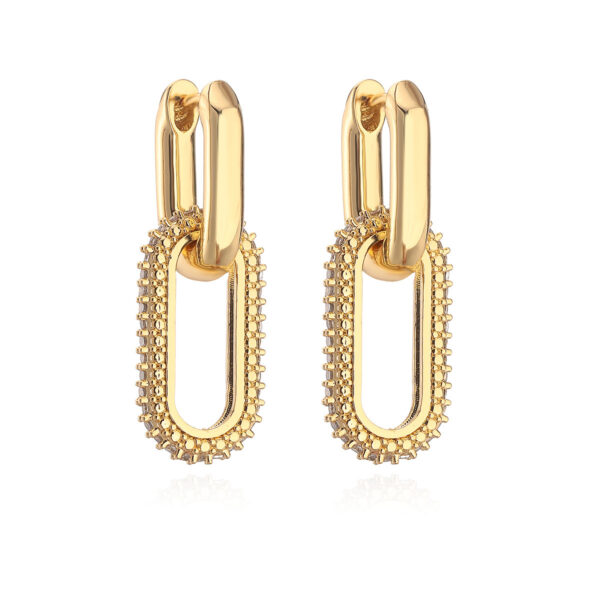 Fashion Personality Copper Gold Plated Zircon Geometric Earrings - Image 5