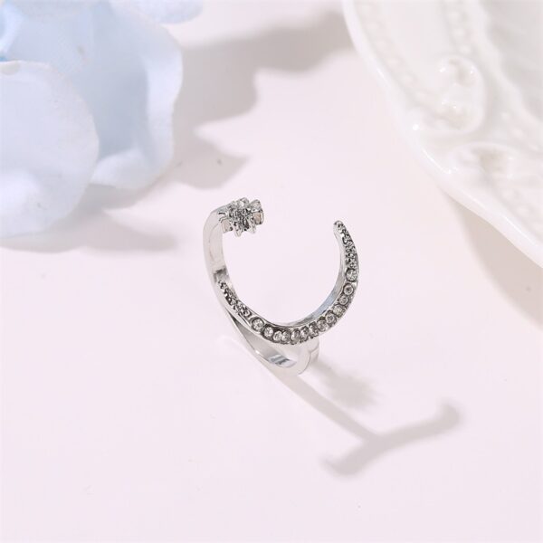 Moon And Star Opening Rings Fashion Rhinestones Personalized Jewelry For Women - Image 6