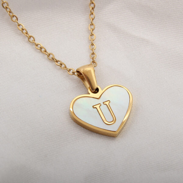 26 Letter Heart-shaped Necklace White Shell Love Clavicle Chain Fashion Personalized Necklace For Women Jewelry Valentine's Day - Image 10