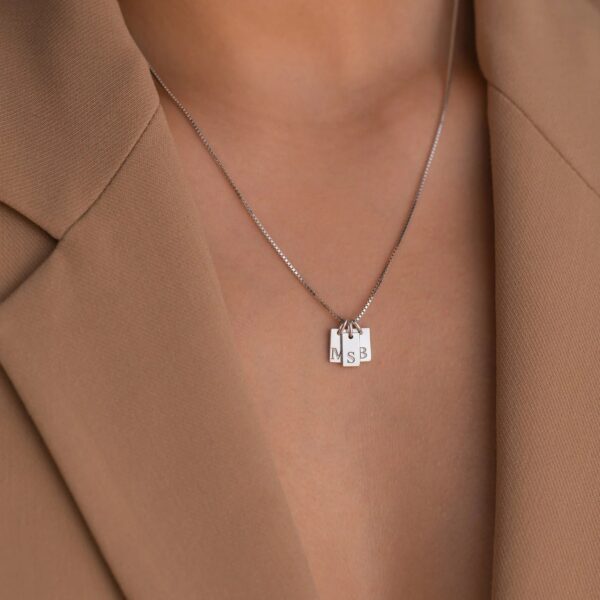 Stainless Steel Simple 26 Letter Hanging Tag Gold Brick Necklace - Image 3