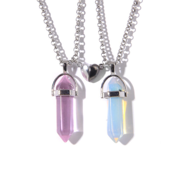 Fashion Jewelry Love Magnetic Buckle Natural Hexagon Pillar Rough Stone Pendant Necklace Women - Image 8