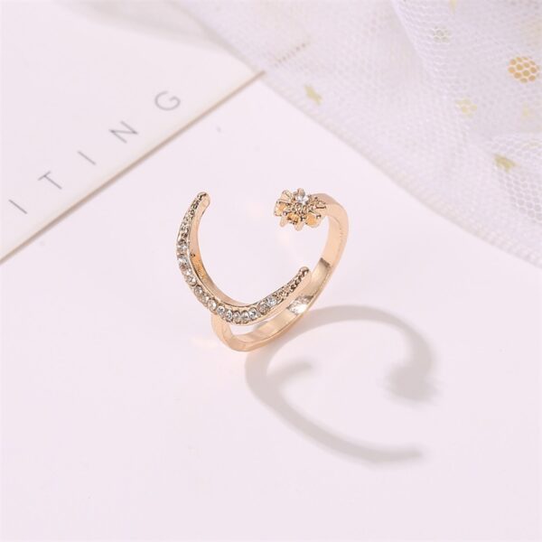 Moon And Star Opening Rings Fashion Rhinestones Personalized Jewelry For Women - Image 7