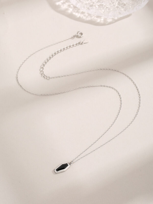 Vintage Black Agate Vampire Coffin Necklace - Image 4