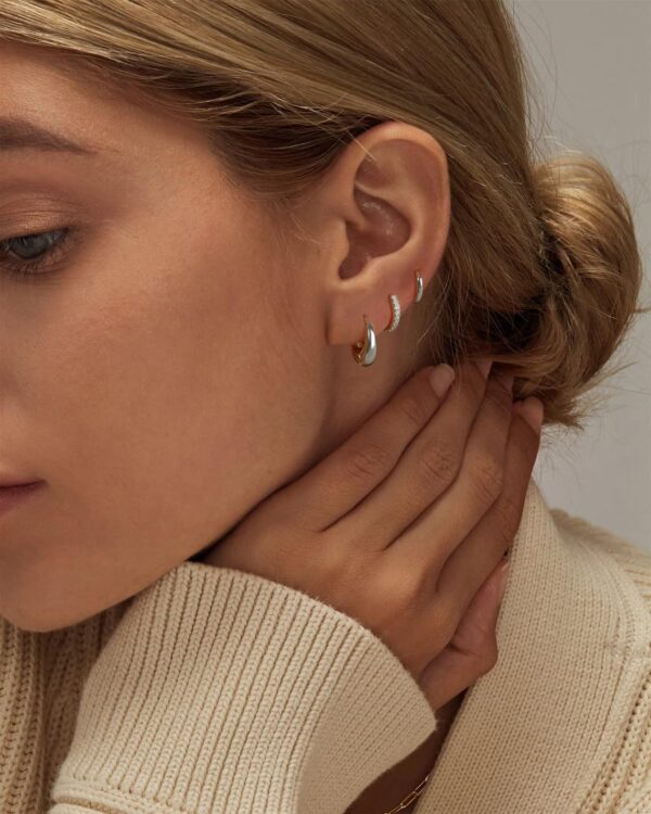 Gold Hoop Earrings 14K Goldwhite Gold Plated Earrings - Image 4