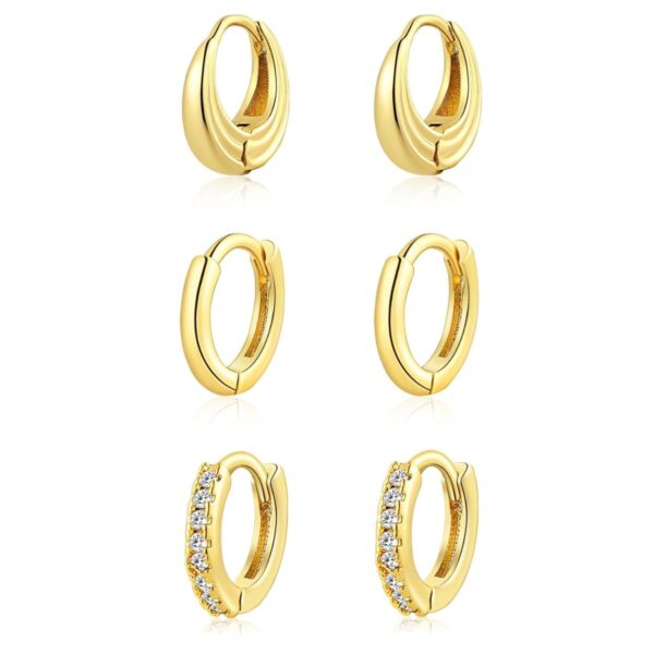 Gold Hoop Earrings 14K Goldwhite Gold Plated Earrings - Image 2