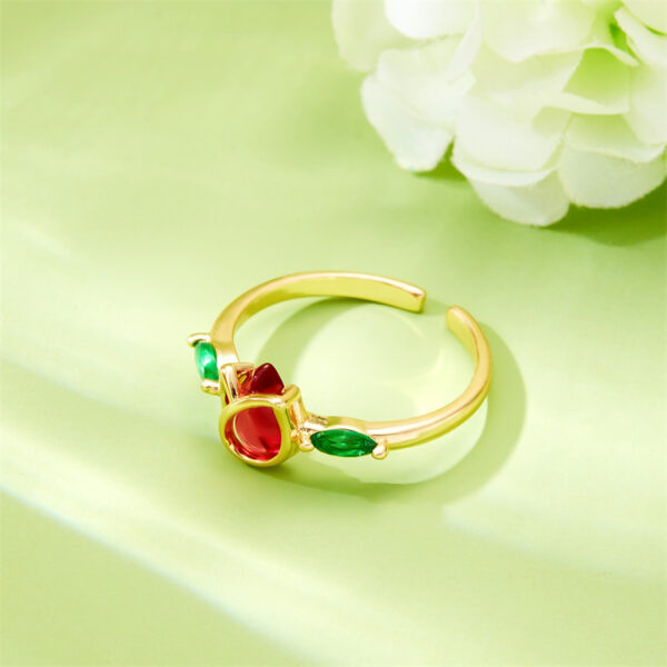 European And American Ornament Tulip Flower Ring Fashion Sweet Flower - Image 3