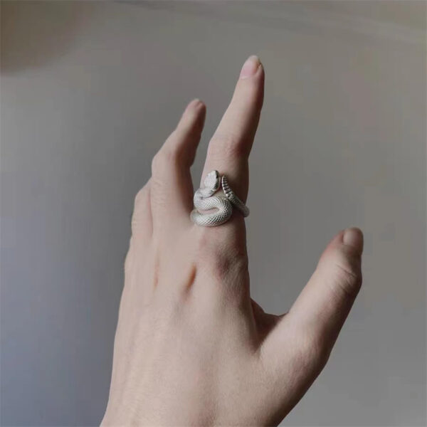 Fashion Jewelry Adjustable Snake Ring For Men Women Fashion Exquisite Punk Black White Rattlesnake Couple Ring Gothic Luxury Jewelry Gift - Image 6