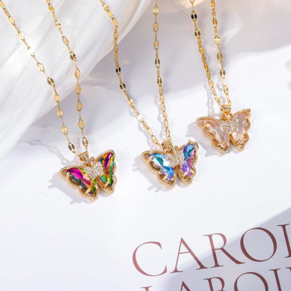 Necklace Female Micro Inlaid Zircon Butterfly Fashion Simple Clavicle Chain - Image 10