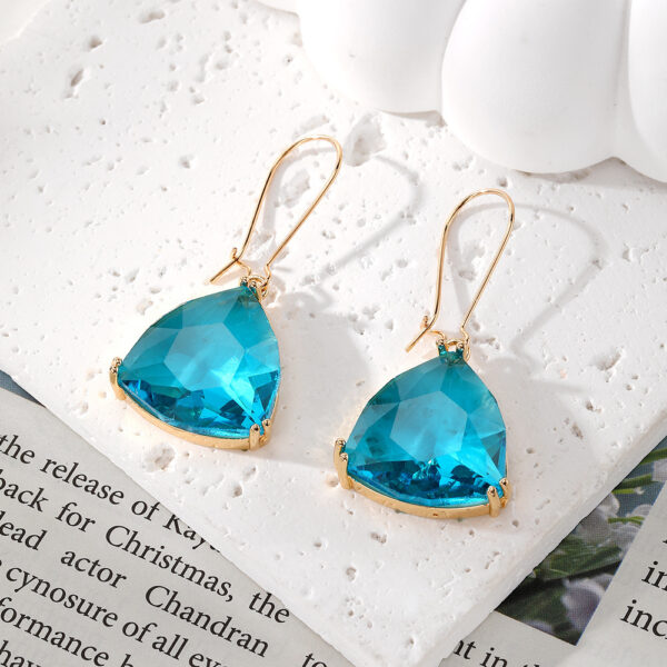 European And American Multi-cut Hexagonal Crystal Glass Earrings Irregular Pendants Ear Ring - Image 6