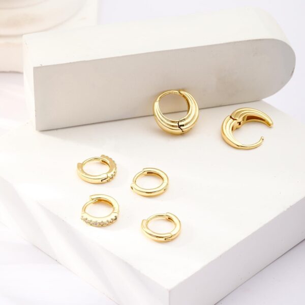 Gold Hoop Earrings 14K Goldwhite Gold Plated Earrings - Image 6