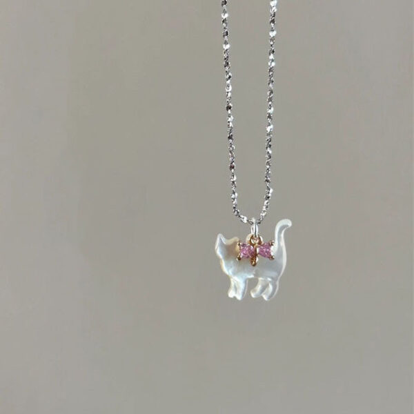 Fashion Jewelry Cute Transparent Cat Rhinestone Pendant Necklace Silver Plated Chain Women Girls Fashion Collar Necklace Party Gift - Image 6