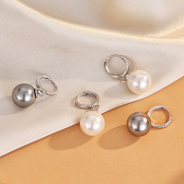 S925 Sterling Silver Earrings Ear Button Pearl - Image 2