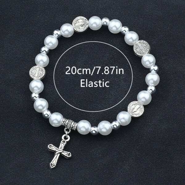 Vintage  Pearl Cross Bracelet - Image 2