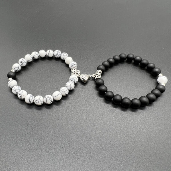 Magnetic Induction White Turquoise Couple Bracelet - Image 2
