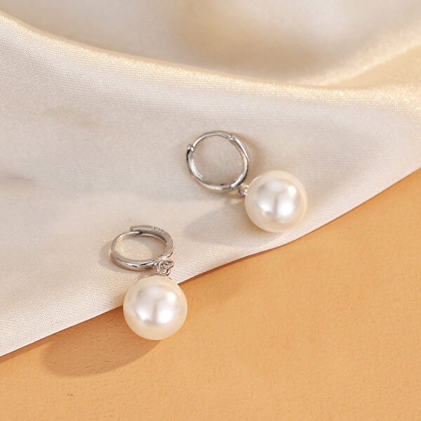 S925 Sterling Silver Earrings Ear Button Pearl - Image 7