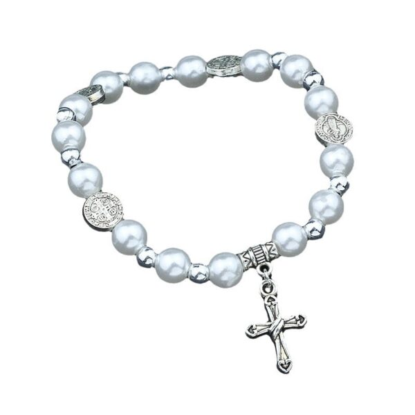 Vintage  Pearl Cross Bracelet - Image 5